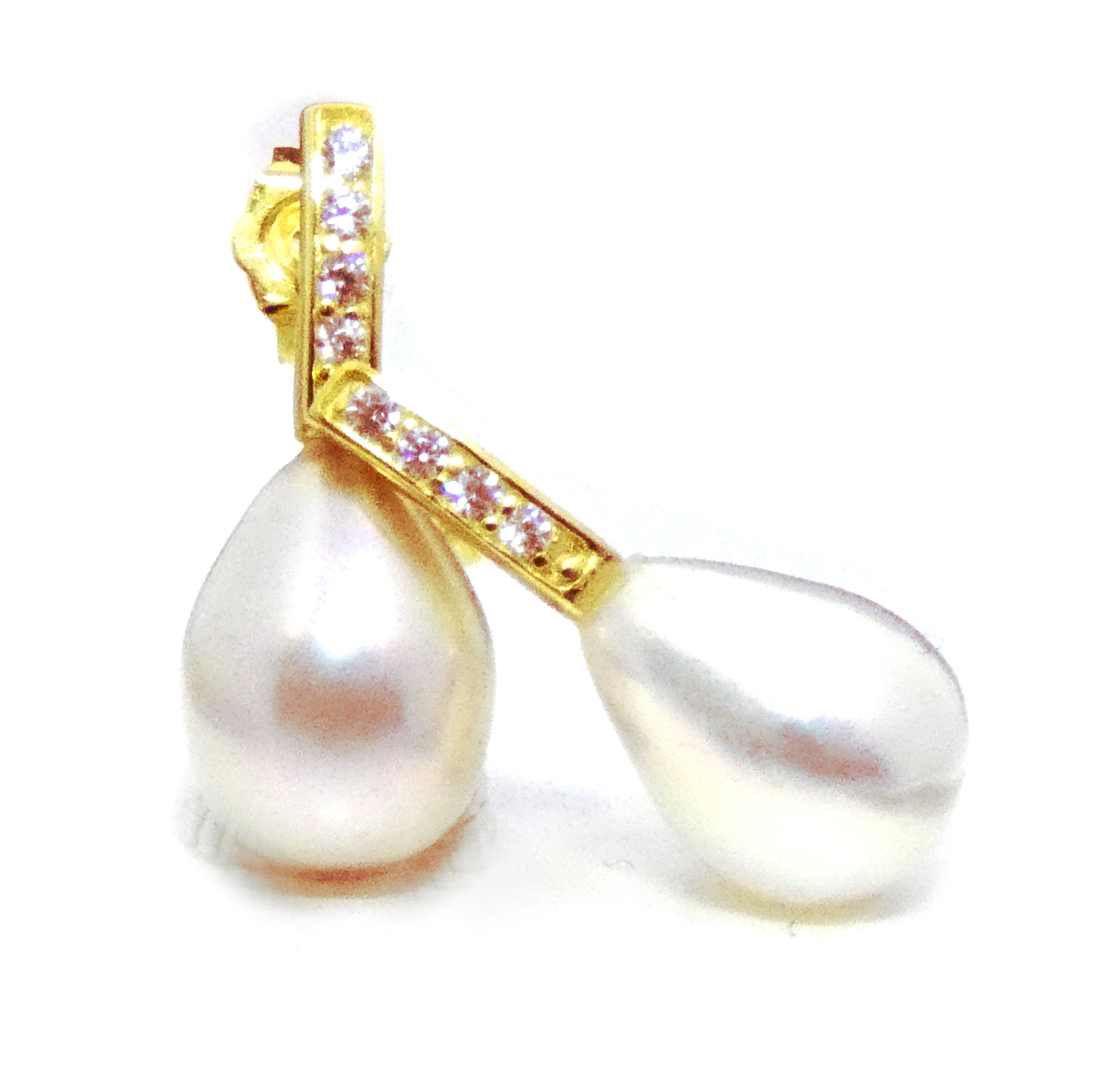 White AAA 8.9mm Drop Pearls on Vermeil
